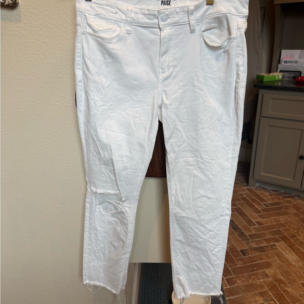PAIGE Women's White Cropped Jeans